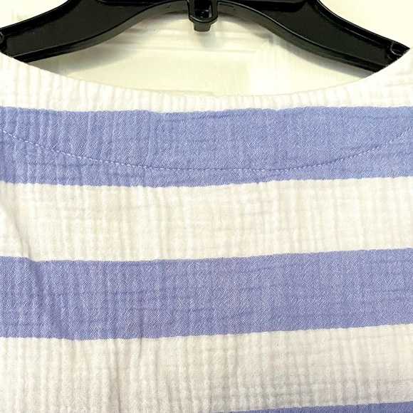 Habitat Periwinkle Blue and White Striped Shirt. 100% Cotton, 3/4 Sleeve  EC SzM - Picture 10 of 14